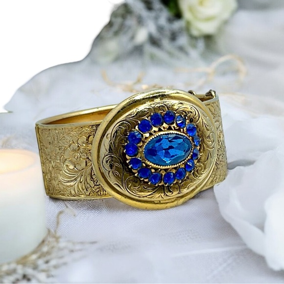 🌺Vintage Gold & Czech Glass Bracelet - Picture 1 of 12